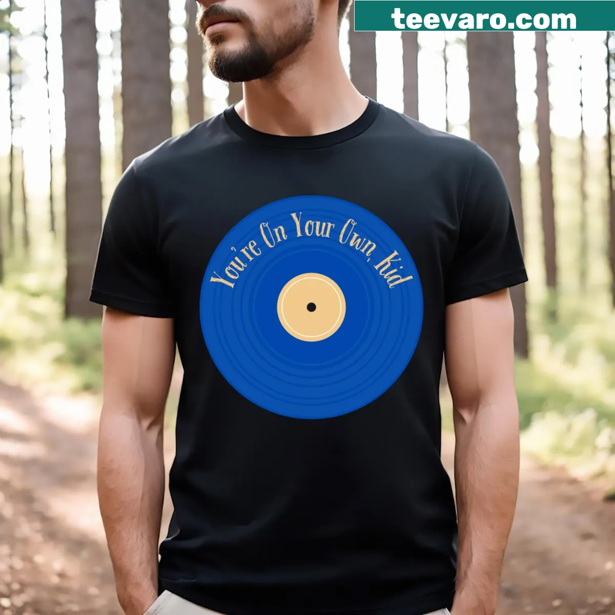 Chic vinyl-themed design celebrating music lovers — on a men's t-shirt
