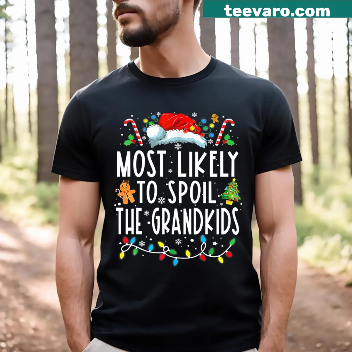 Funny Christmas shirt about spoiling grandkids for grandma — on a men's t-shirt