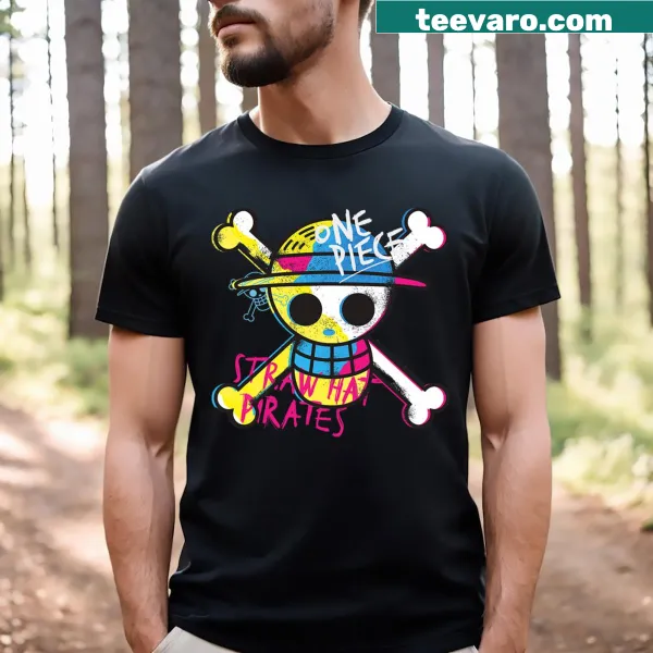 Straw Hat Pirates logo graphic T-shirt featuring Monkey D. Luffy