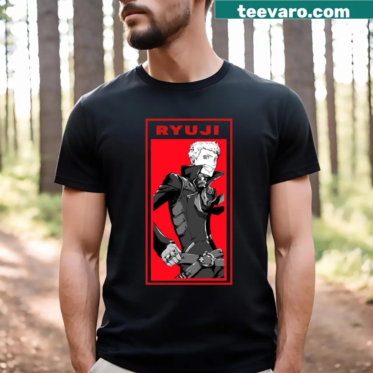 Persona 5 Ryuji Sakamoto T-shirt featuring the character Ryuji — on a men's t-shirt