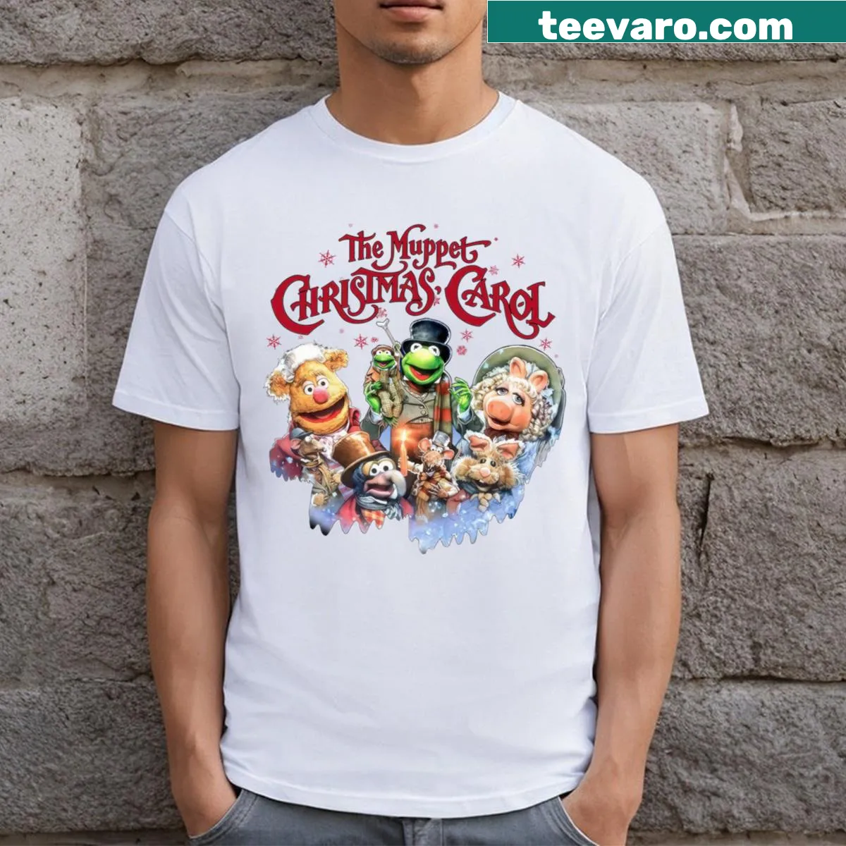 Retro Muppets Christmas Carol t-shirt with nostalgic design — on a men's t-shirt