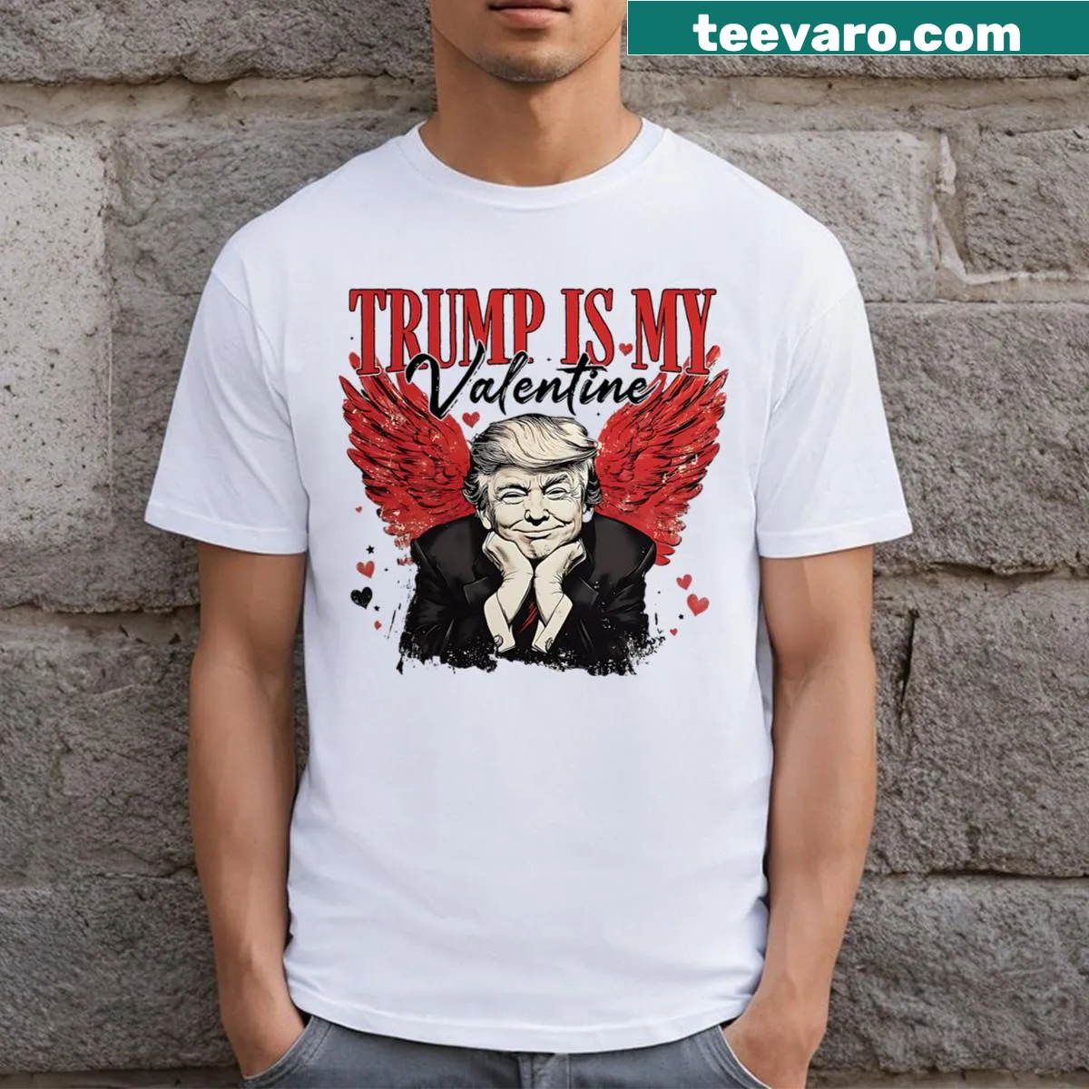Funny Valentine's Day T-shirt featuring Trump with retro design — on a men's t-shirt