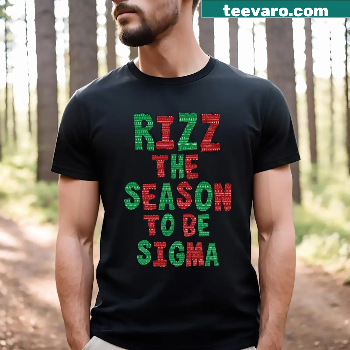 Funny Christmas teacher t-shirt with Gen Alpha slang — on a men's t-shirt