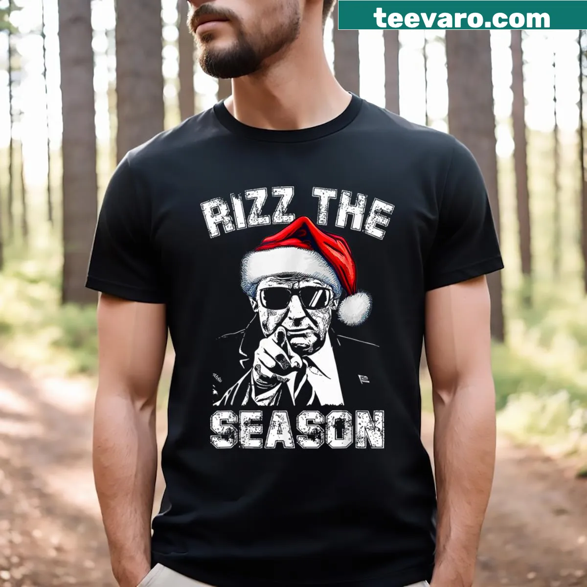 Funny Christmas T-shirt featuring Santa and political humor — on a men's t-shirt