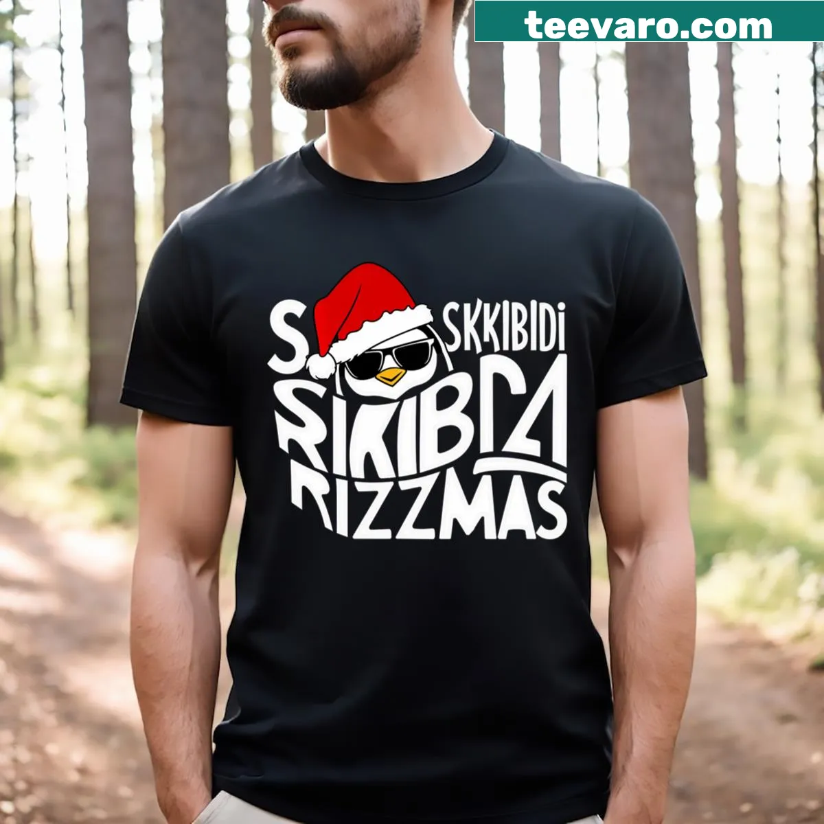 Funny Christmas T-shirt featuring a penguin and festive text — on a men's t-shirt