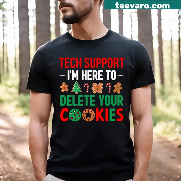 Funny Christmas T-shirt with tech support and cookie theme
