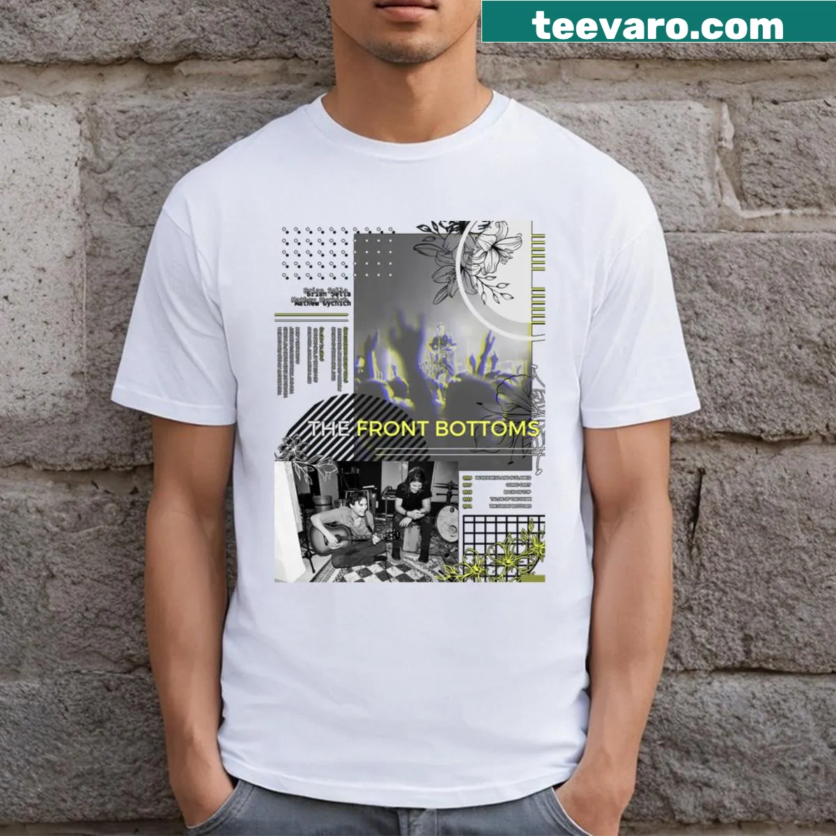 Retro T-shirt featuring The Front Bottoms band graphics — on a men's t-shirt