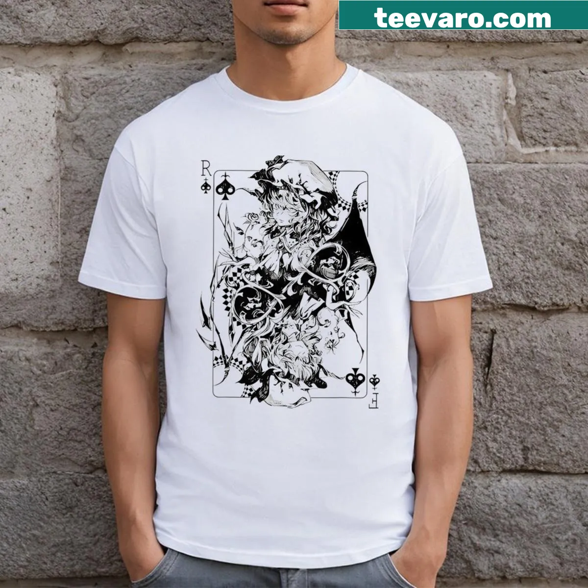 Anime-themed T-shirt featuring Remilia, Flandre, and Marisa from Touhou — on a men's t-shirt