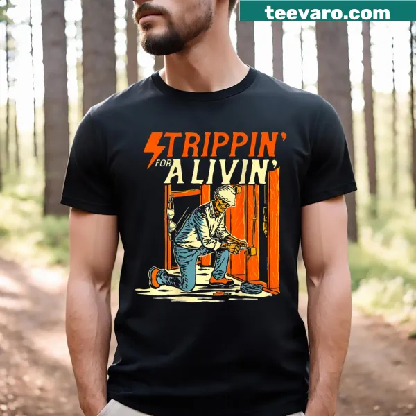 Typography T-shirt with the phrase 'Trippin For Living'