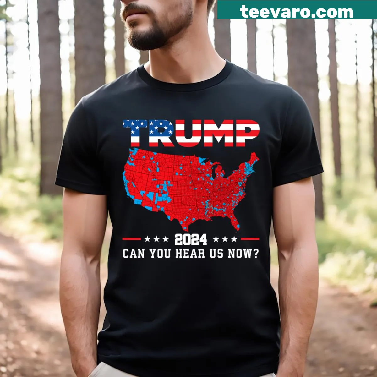 T-shirt with Trump 2024 election results map and bold text — on a men's t-shirt