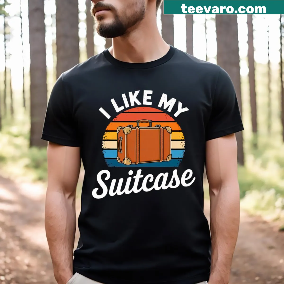 Funny meme shirt with 'I Like My Suitcase' text — on a men's t-shirt
