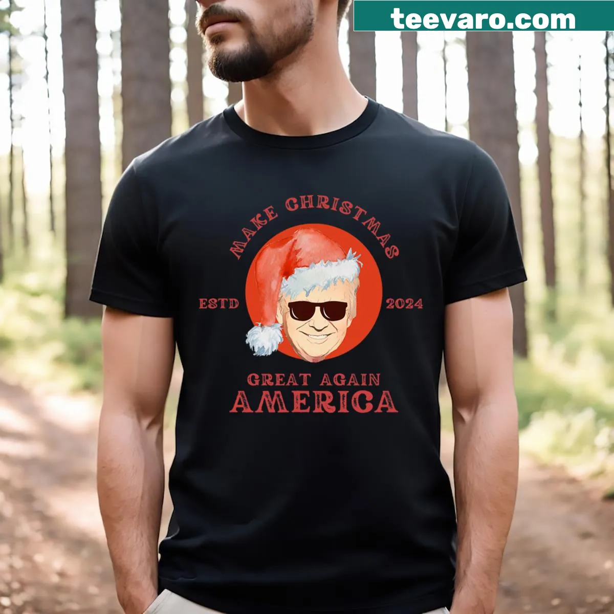 Vintage funny Trump Christmas t-shirt with humorous design — on a men's t-shirt