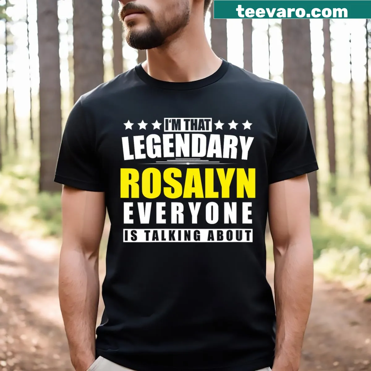 Personalized V-neck T-shirt featuring the name Rosalyn — on a men's t-shirt