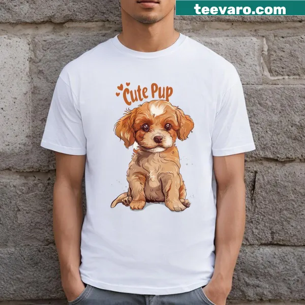 Cute cartoon puppy graphic on a T-shirt