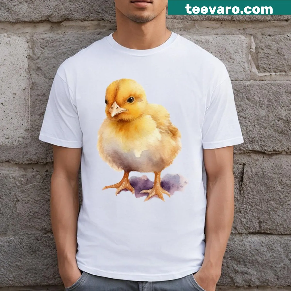 Whimsical baby chick design on a t-shirt. — on a men's t-shirt