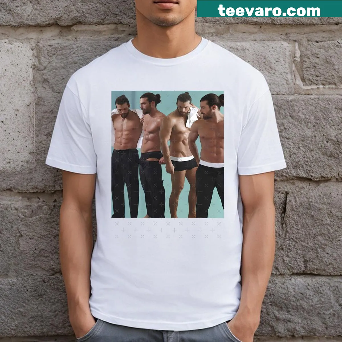 T-shirt featuring a collage design of Can Yaman — on a men's t-shirt
