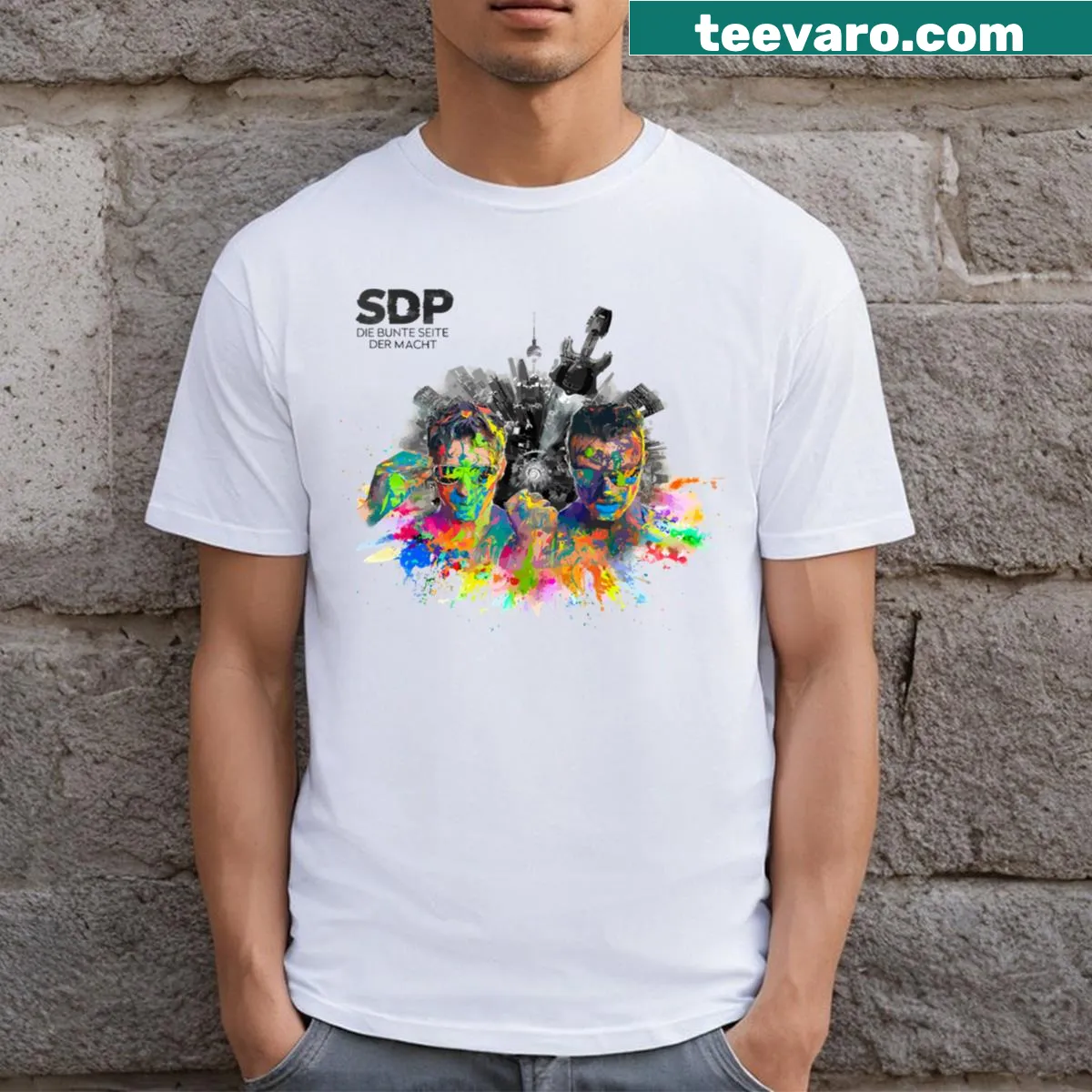 Illustrative T-shirt celebrating the SDP Band — on a men's t-shirt