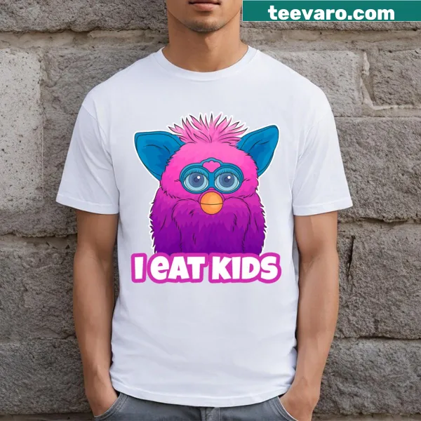Funny Furby t-shirt with I Eat Kids text for kids