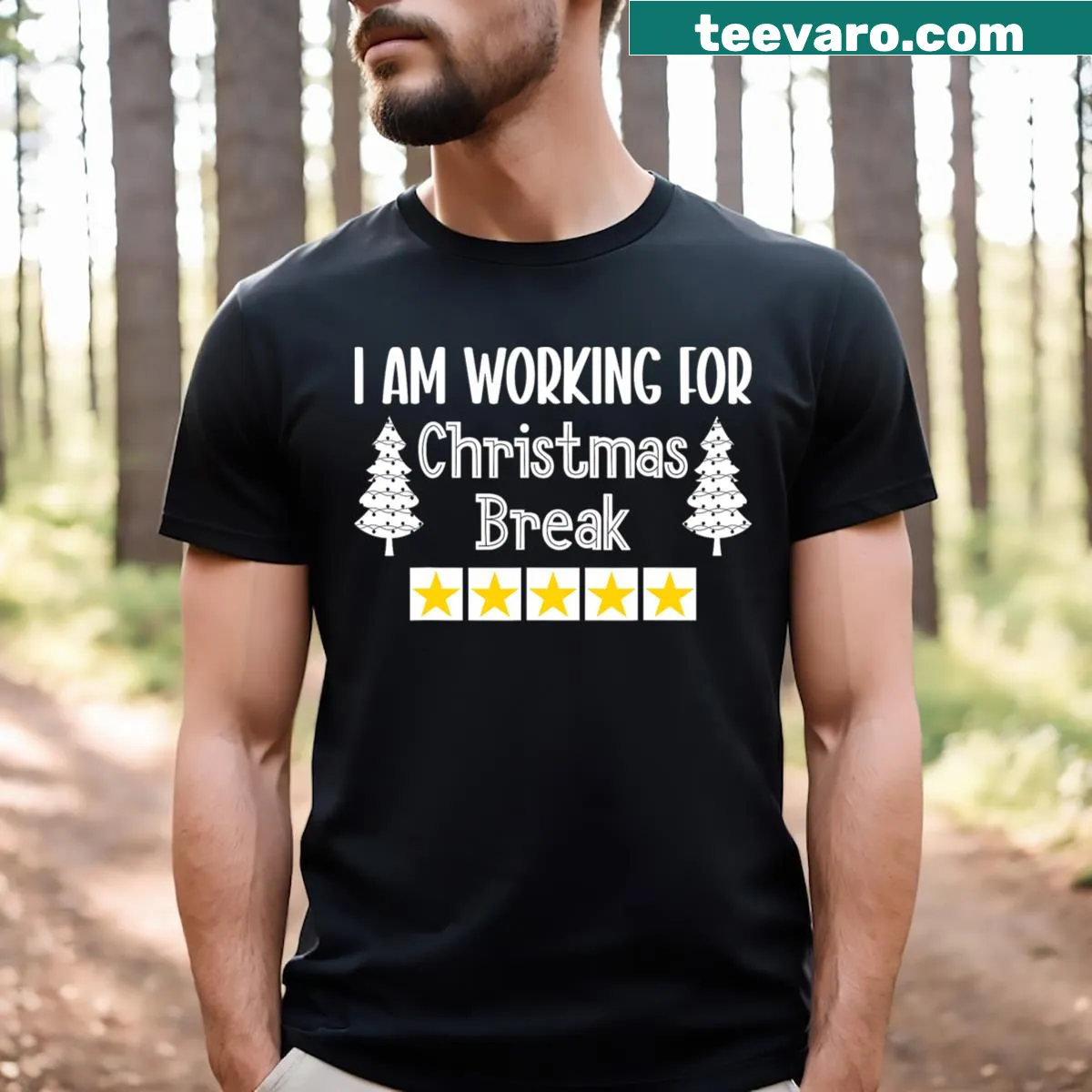 Teacher Christmas T-shirt with tree graphic and inspirational message — on a men's t-shirt