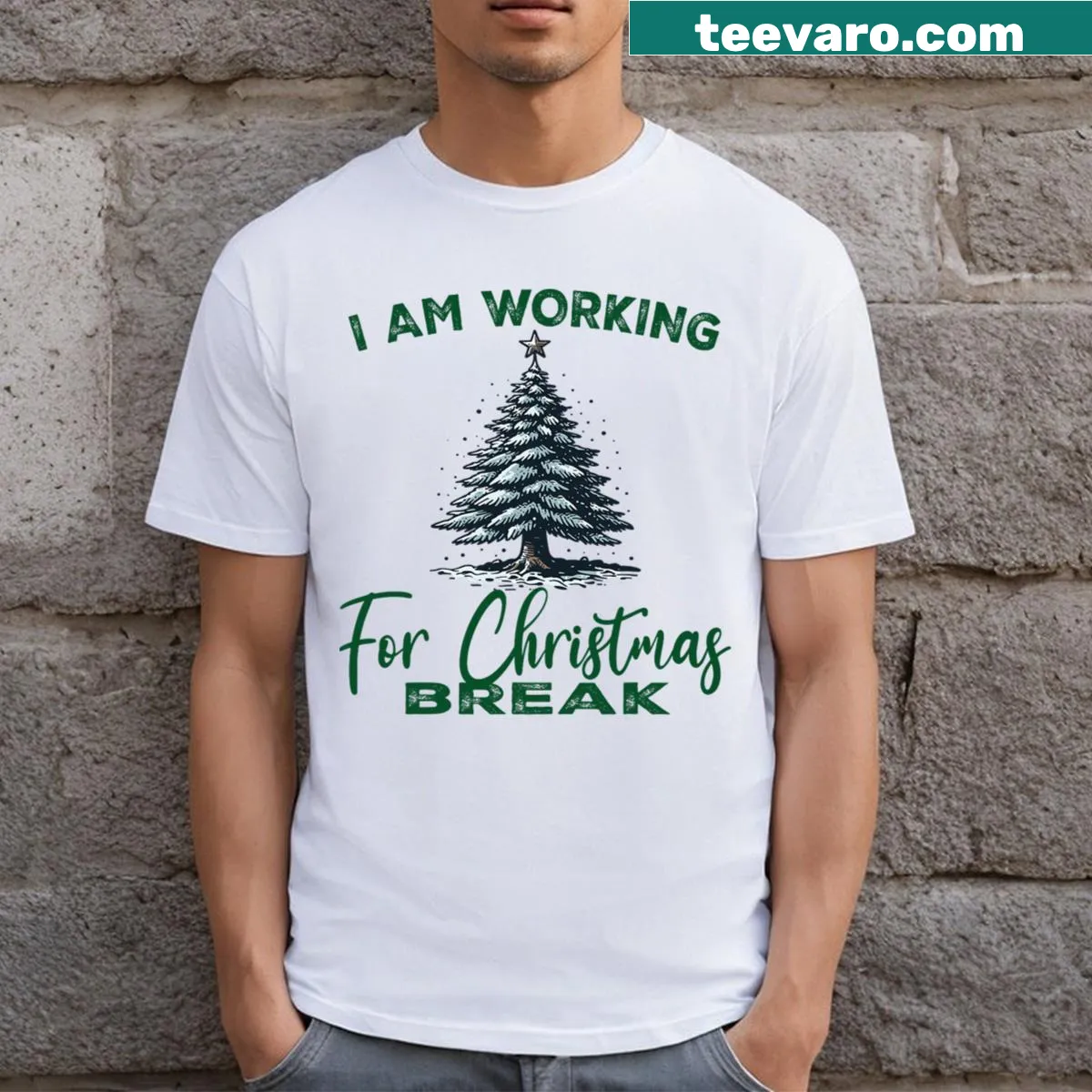Teacher Xmas T-shirt with festive design and fun phrase — on a men's t-shirt