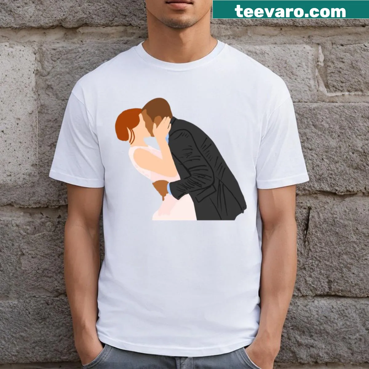 Illustrative T-shirt featuring the characters Jackson and April — on a men's t-shirt