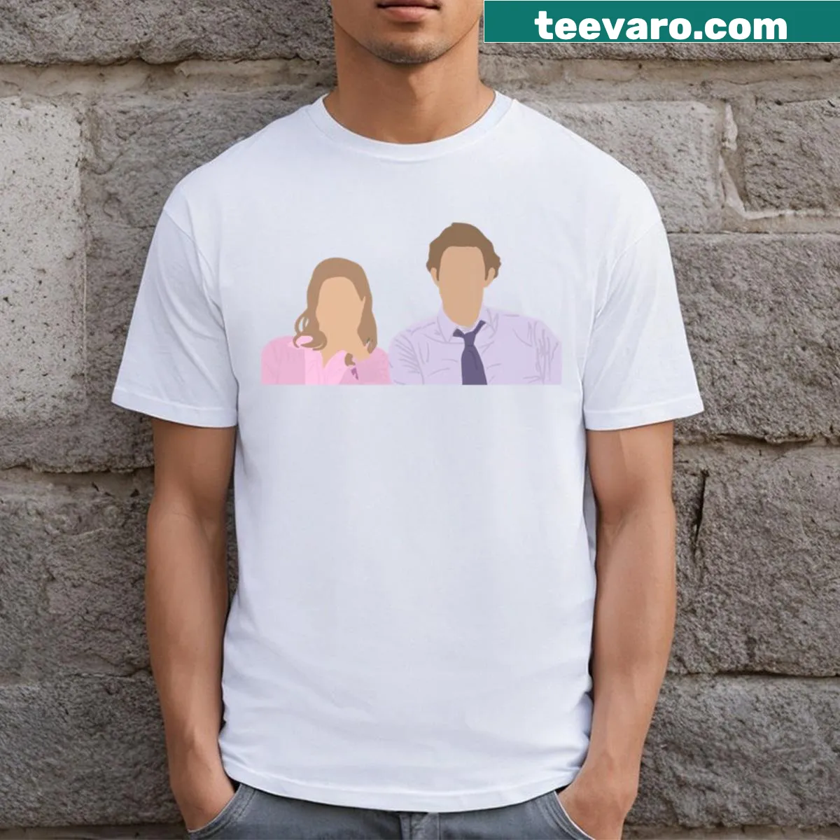 Nostalgic T-shirt featuring Jim and Pam from a TV series — on a men's t-shirt