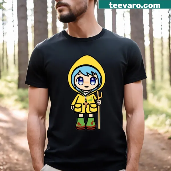 Illustration of Luce Catholic Pilgrim on T-shirt for the 2025 Jubilee