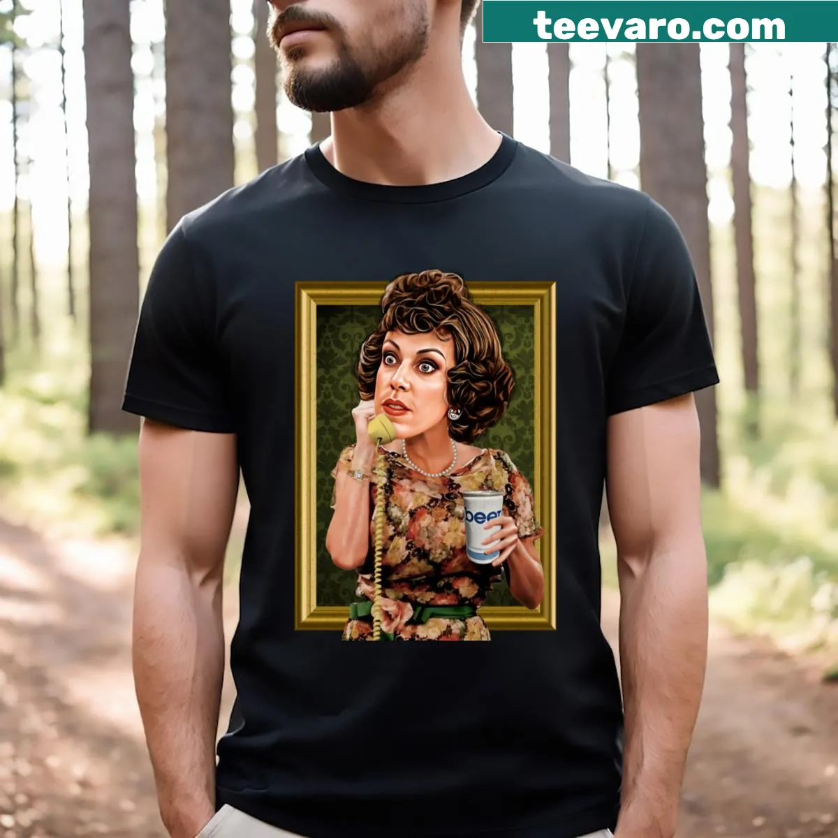 Illustrative t-shirt featuring Eunice from Mama's Family — on a men's t-shirt