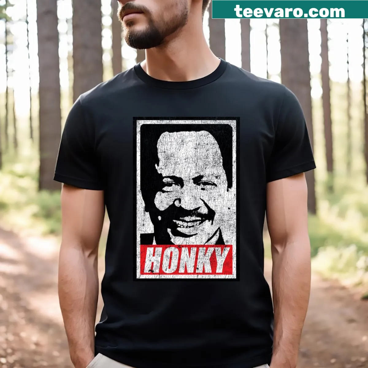 Humorous T-shirt featuring the phrase 'Obey' and Sherman Hemsley — on a men's t-shirt