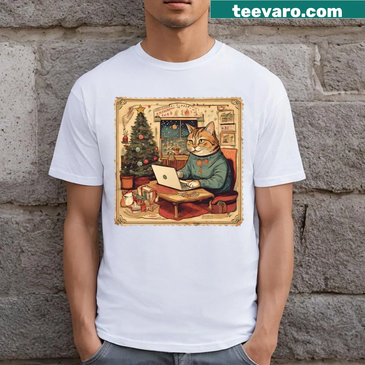 Minimalist typography t-shirt celebrating classic technology — on a men's t-shirt