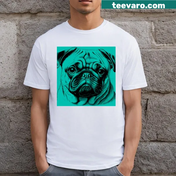 Adorable T-shirt with a portrait of a pug