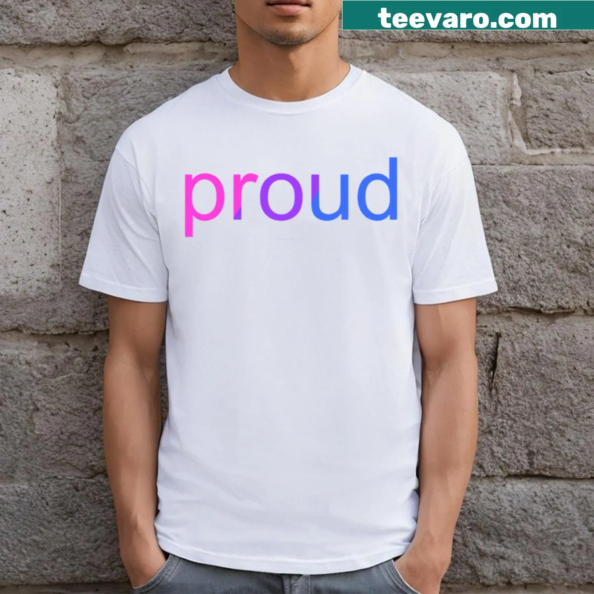 Bold 'Proud' T-shirt designed for the bisexual community — on a men's t-shirt