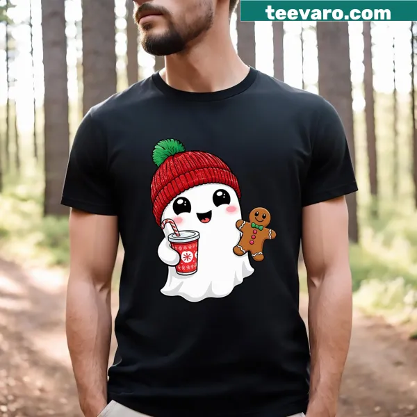 Whimsical Christmas T-shirt with a retro ghost design