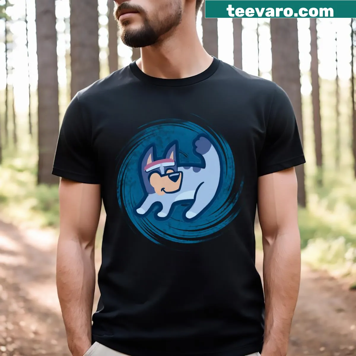 T-shirt featuring an enchanting Blue Queen illustration — on a men's t-shirt