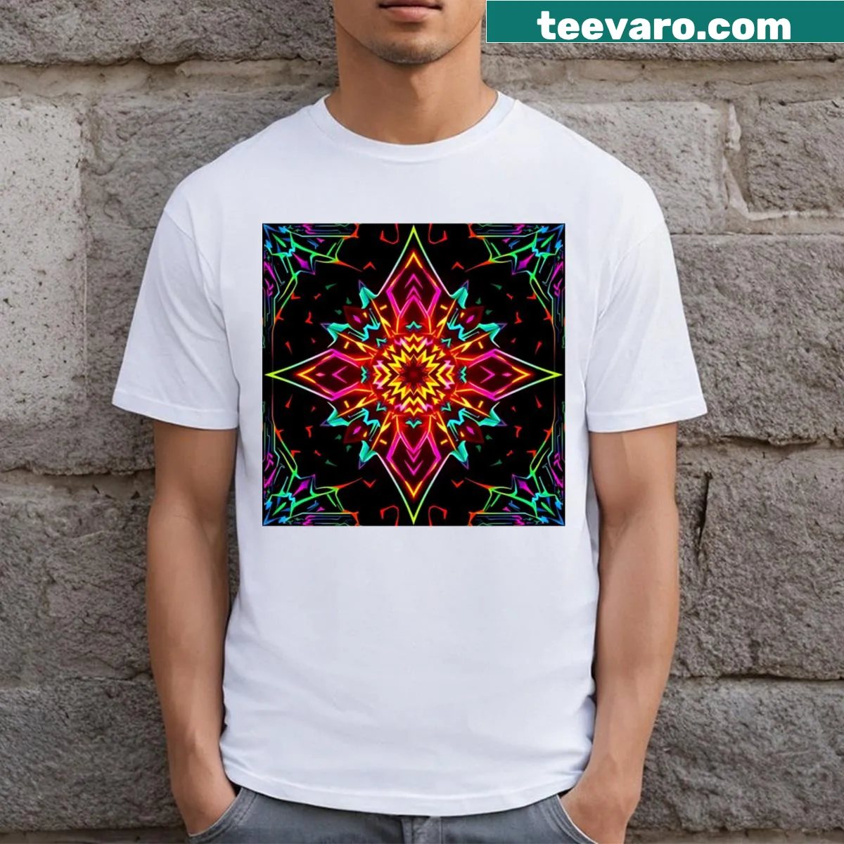 T-shirt with a captivating tribal pattern design. — on a men's t-shirt