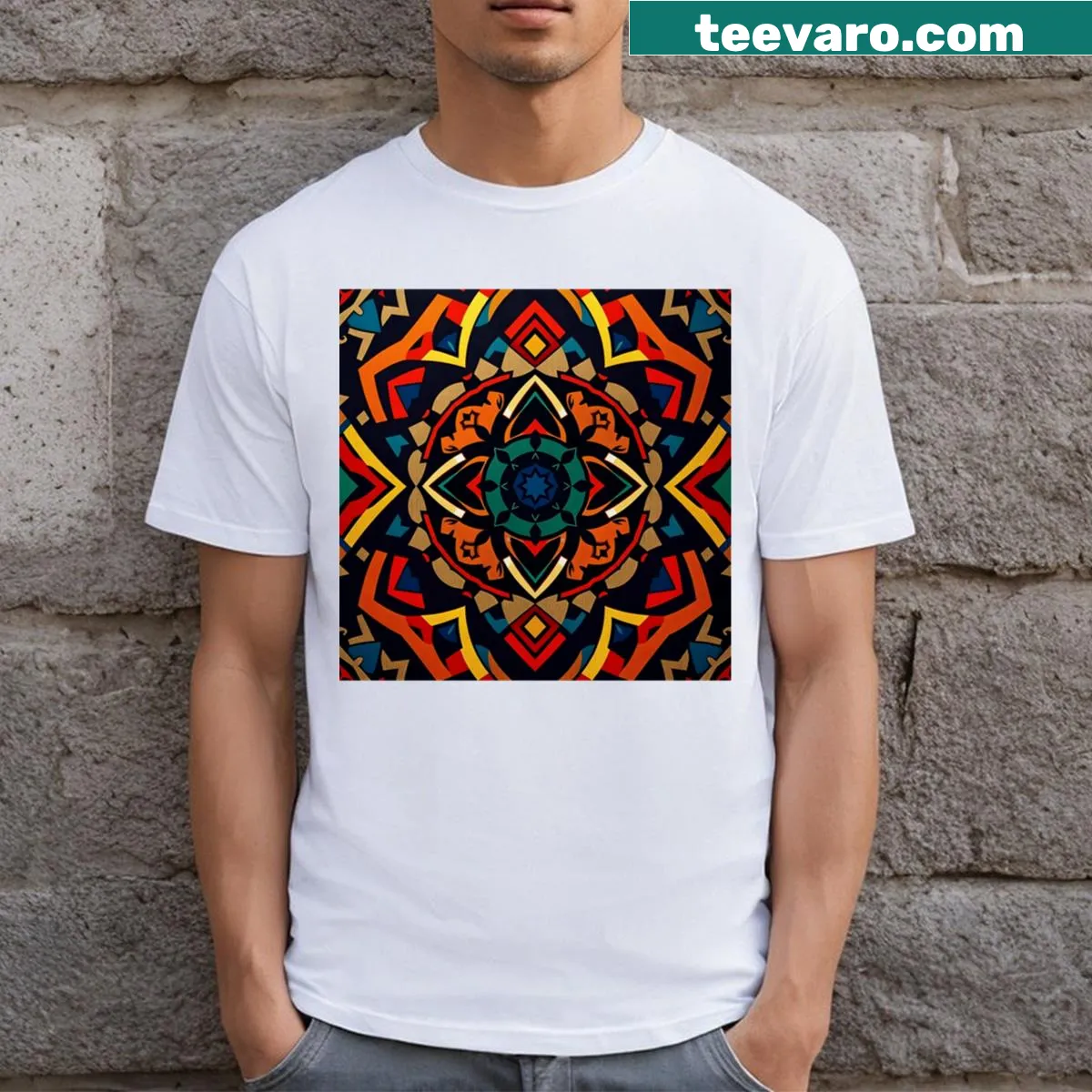 T-shirt displaying a captivating tribal pattern design — on a men's t-shirt