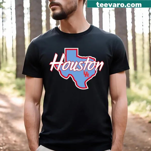 T-shirt featuring University of Houston logo and Texas state icon.