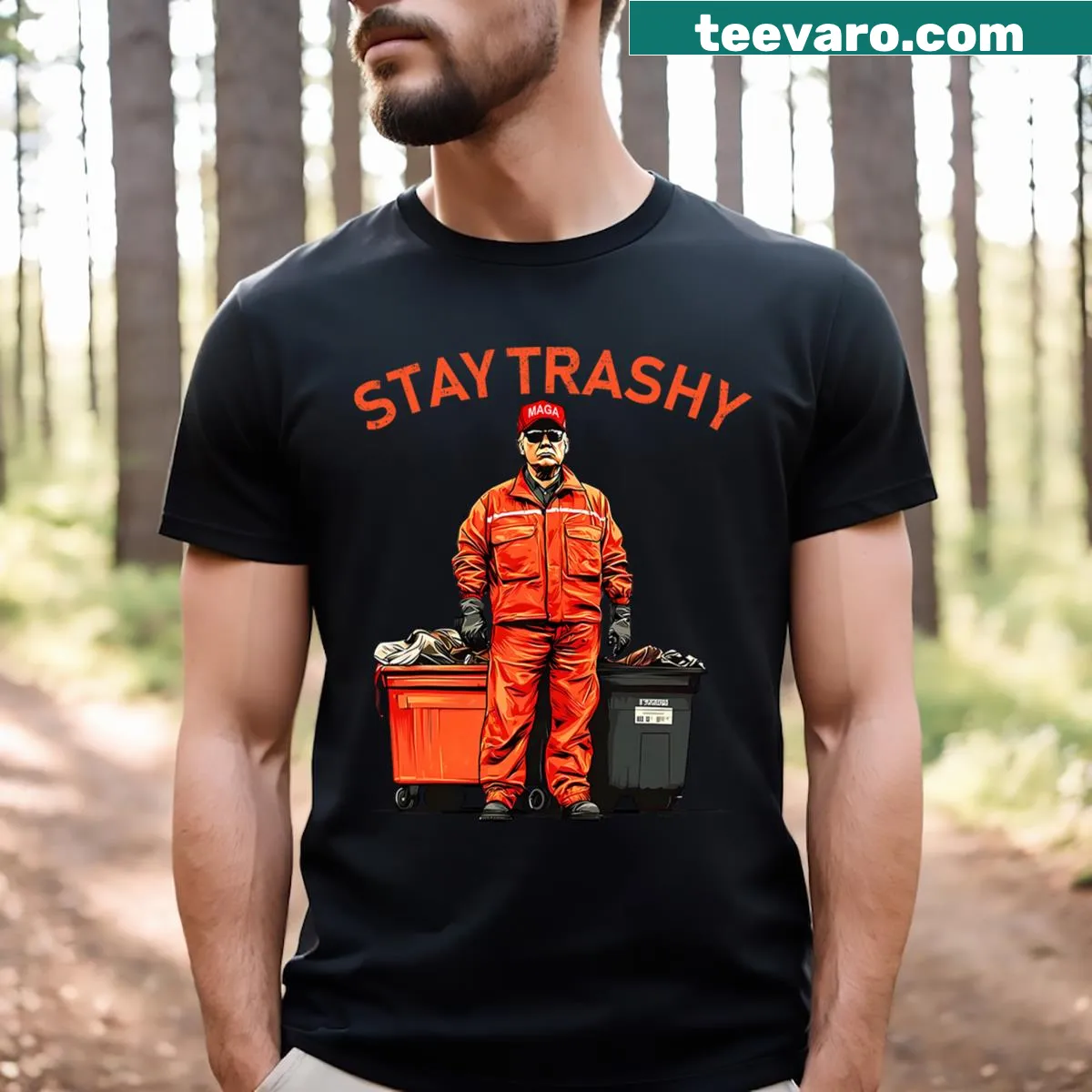 Vote Trump Garbage Man humorous political T-shirt — on a men's t-shirt