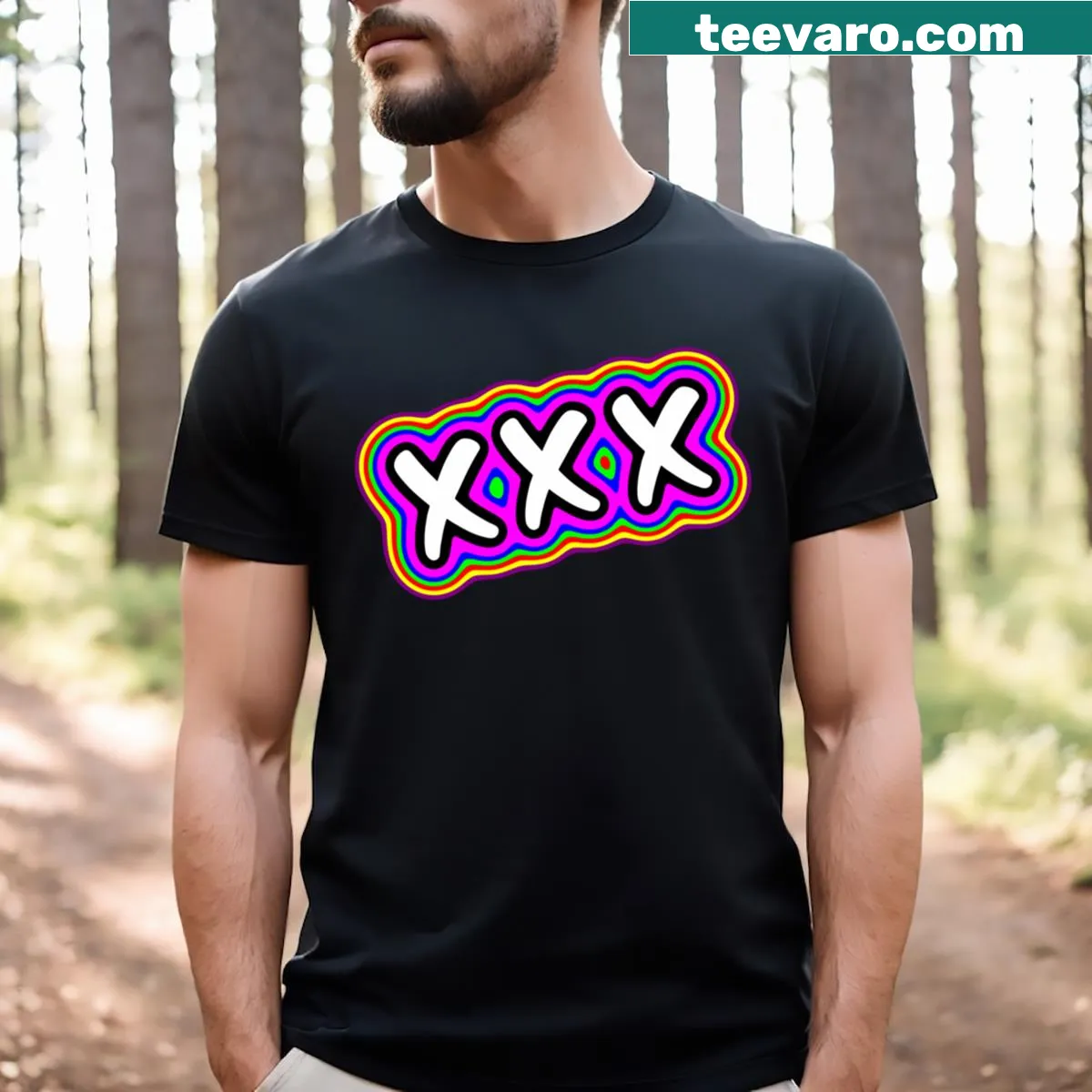 T-shirt with the bold text 'Xxx' design — on a men's t-shirt