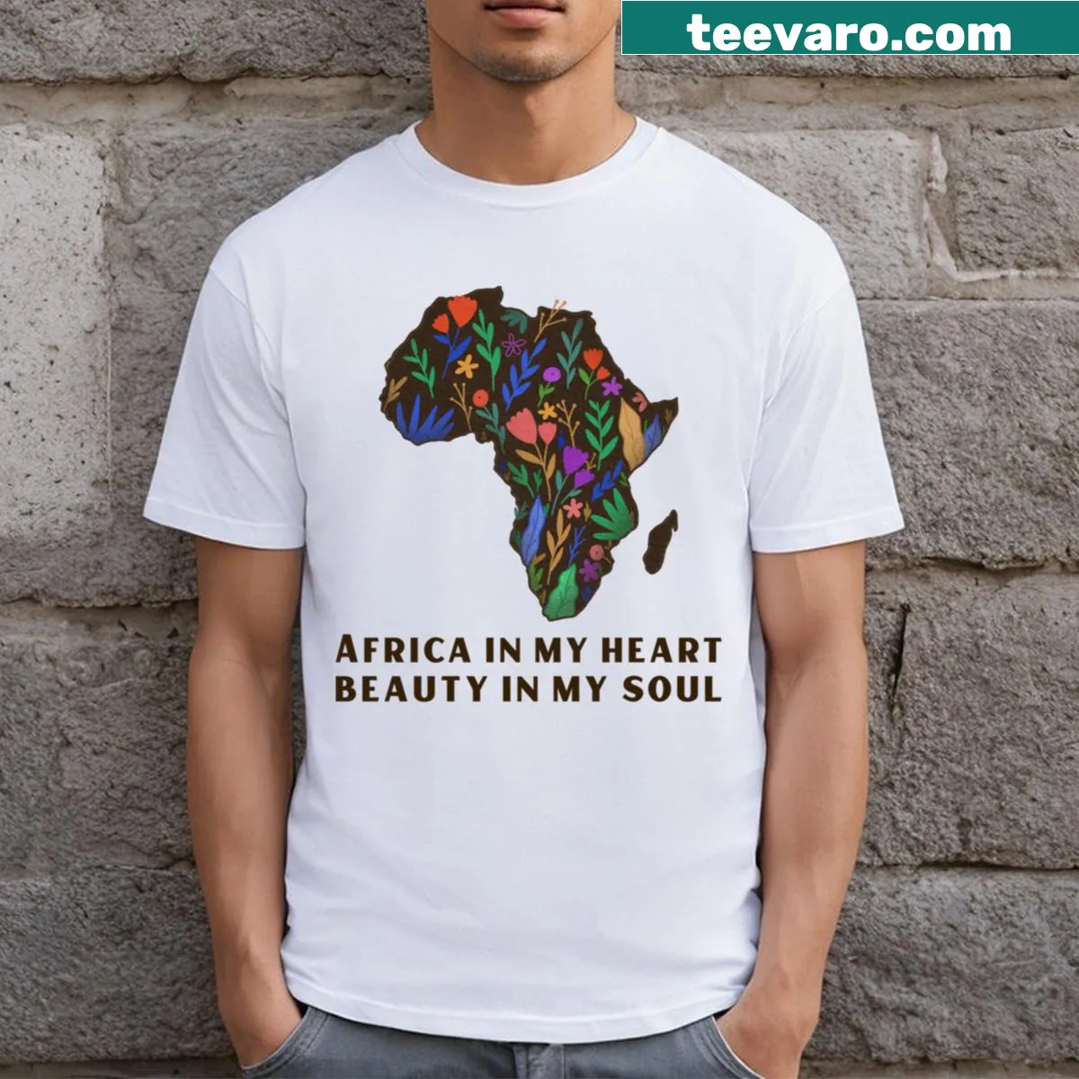 Illustrated Africa design T-shirt expressing beauty and culture — on a men's t-shirt