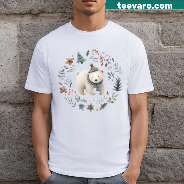 Adorable bear under a star graphic on a children's T-shirt