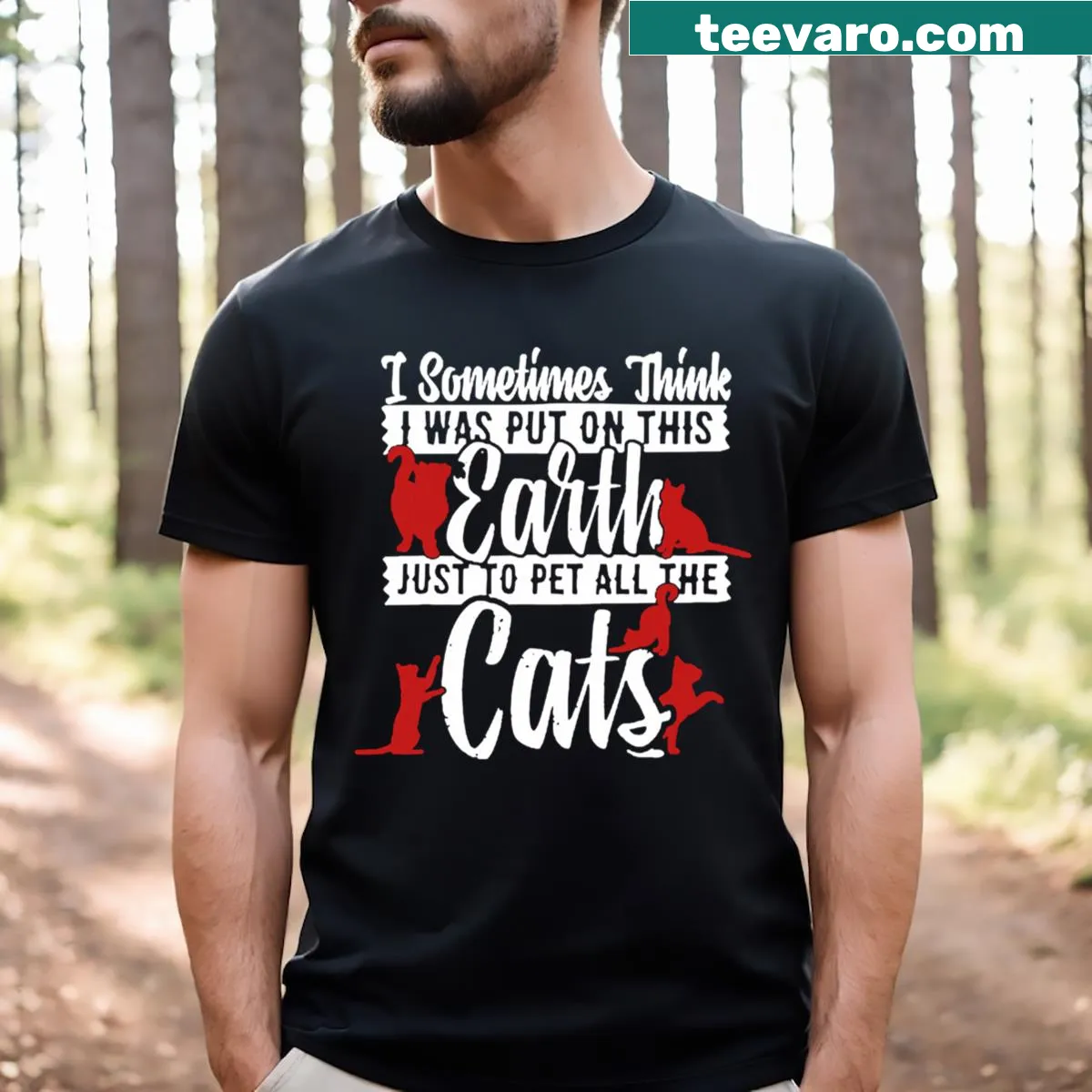 Cartoon T-shirt featuring cute fluffy fat cats — on a men's t-shirt