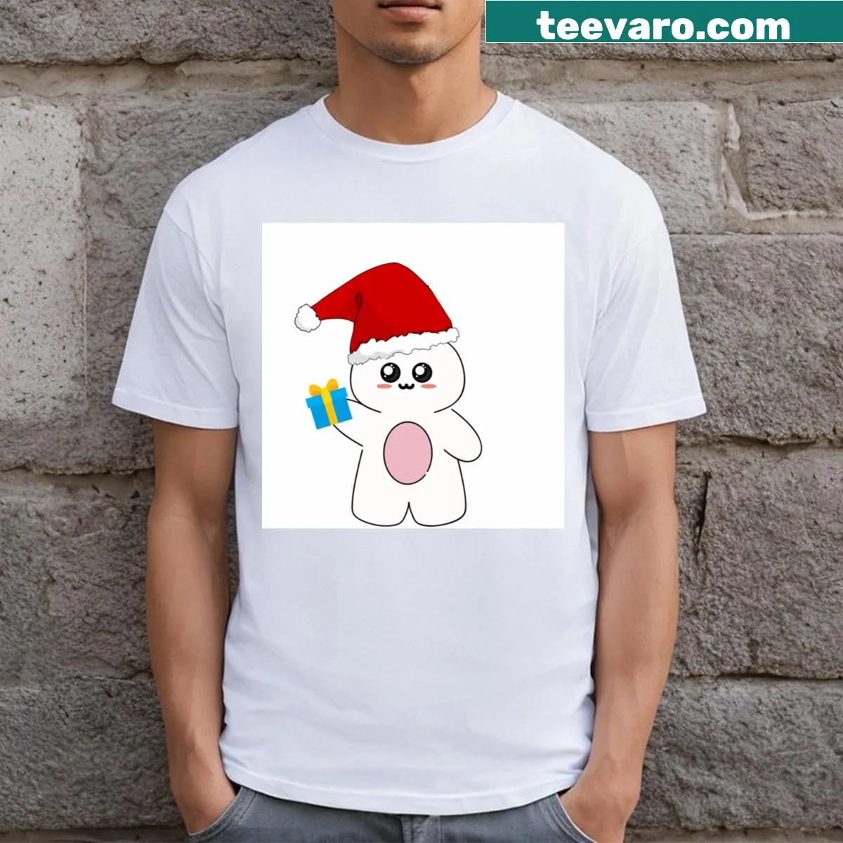 Cute Christmas bunny graphic T-shirt for kids — on a men's t-shirt