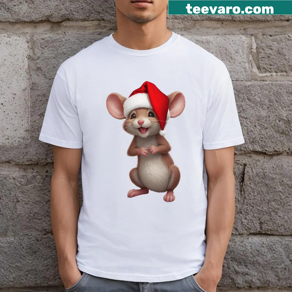 T-shirt with cute animal patterns for Christmas — on a men's t-shirt