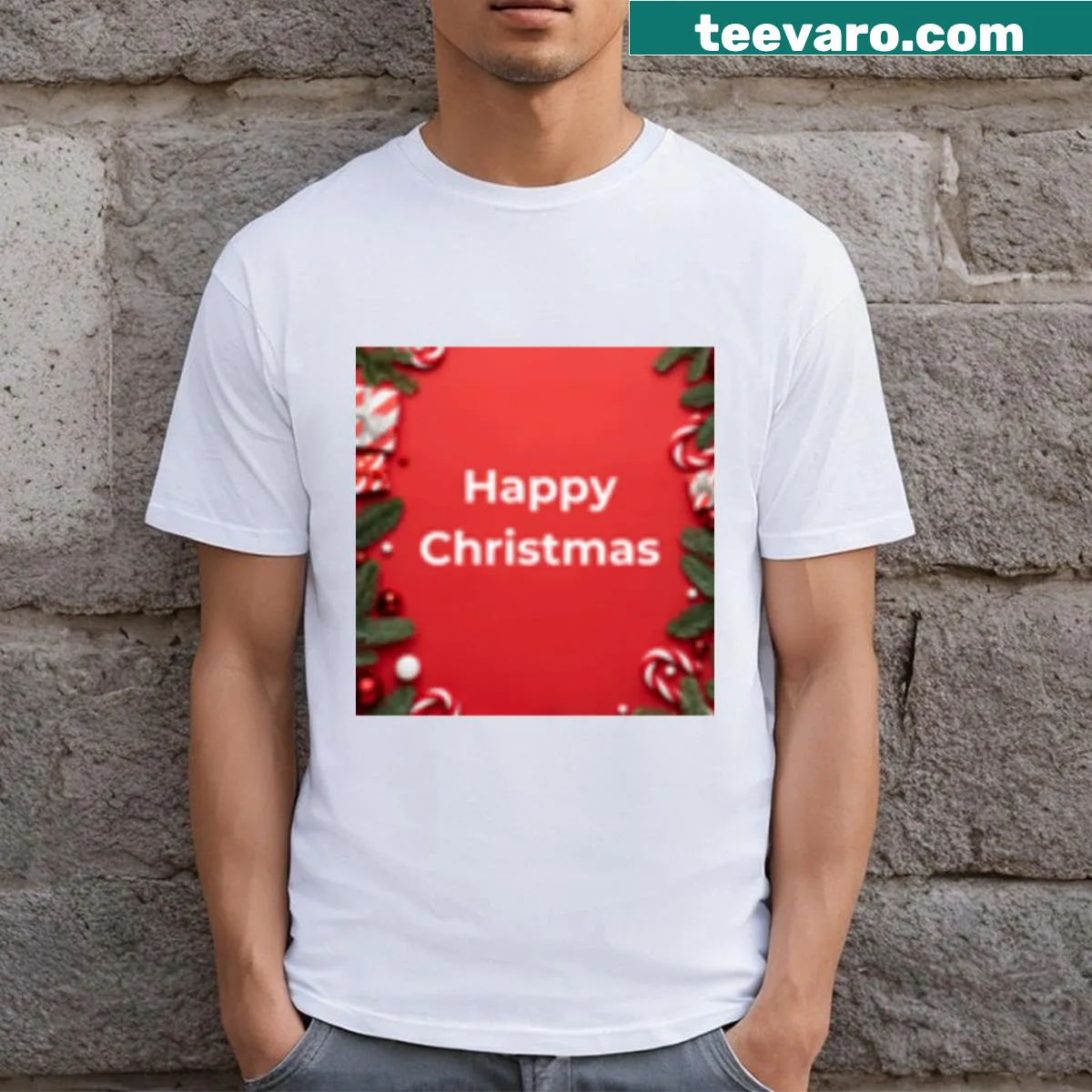 Fun Christmas t-shirt with a playful holiday design — on a men's t-shirt