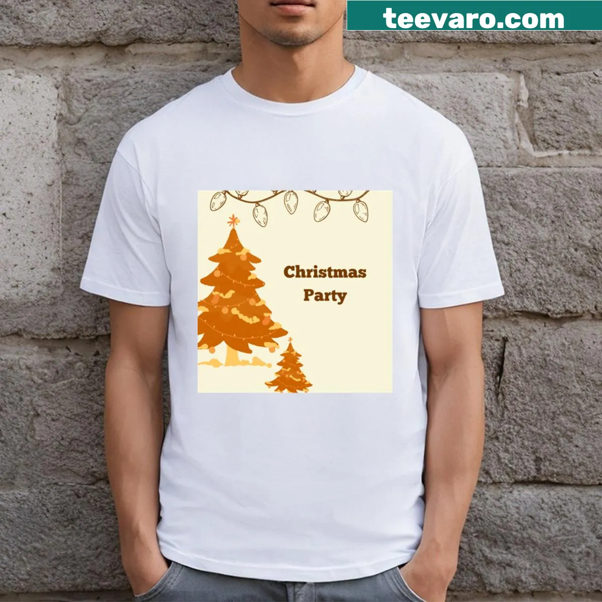Joyful Christmas t-shirt featuring a festive design — on a men's t-shirt