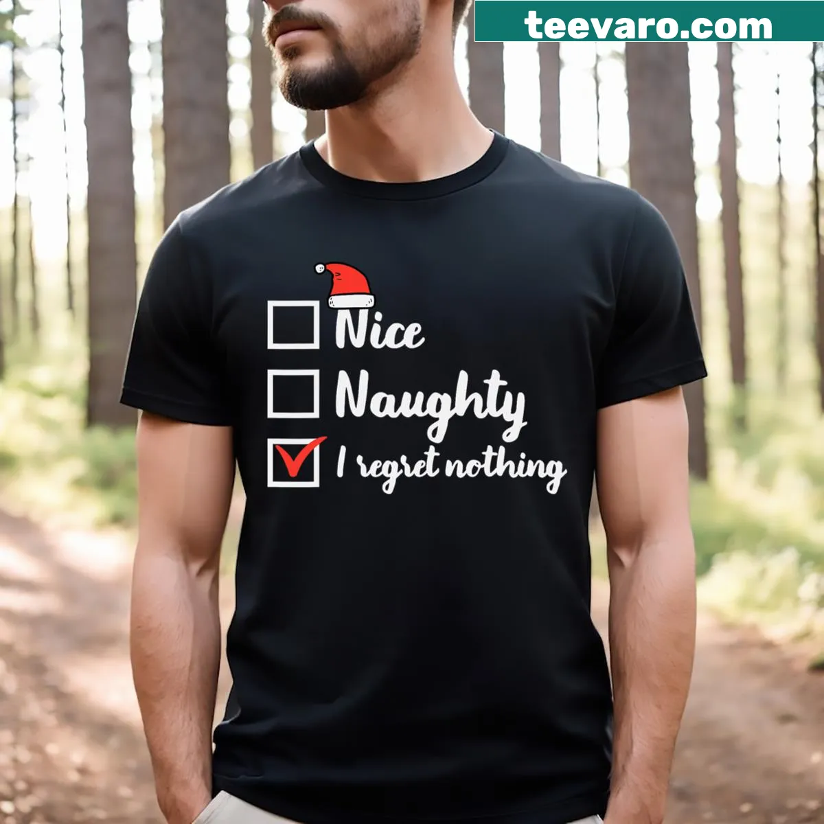 Fun holiday T-shirt with a nice naughty phrase — on a men's t-shirt