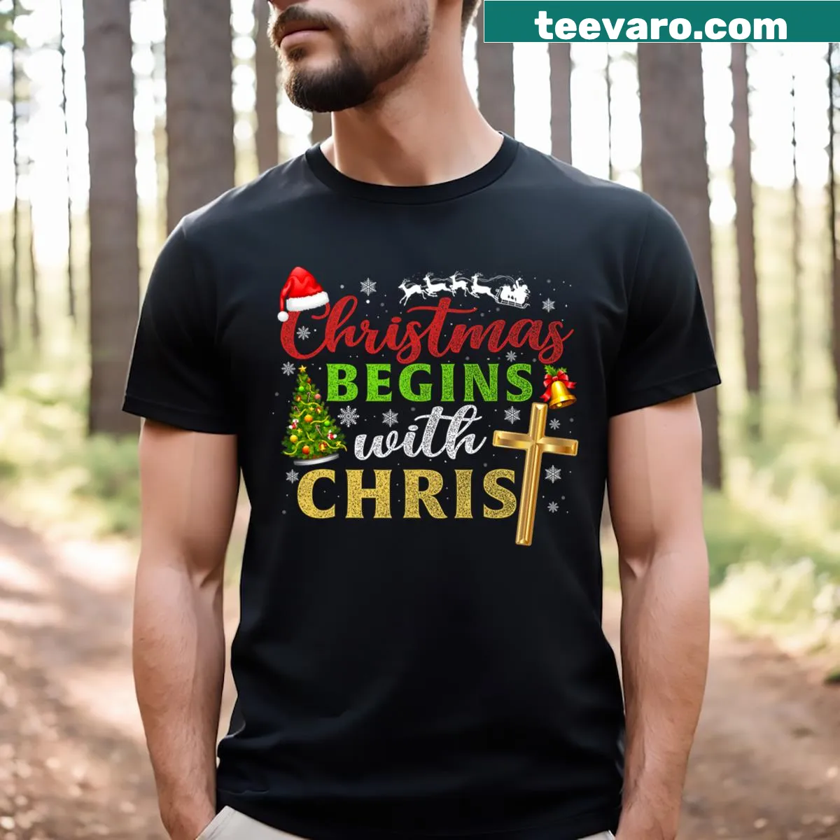 Matching family Christmas t-shirt for men — on a men's t-shirt