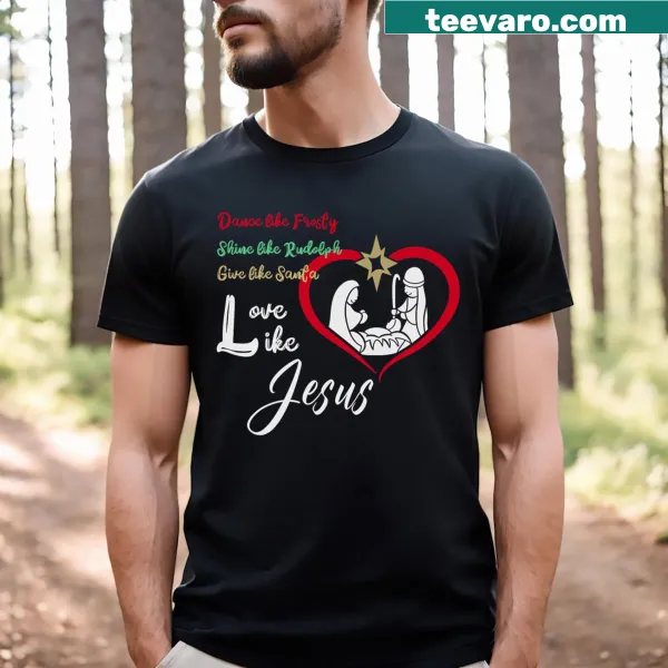 Inspirational Christmas typography combining Frosty, Rudolph, and Jesus