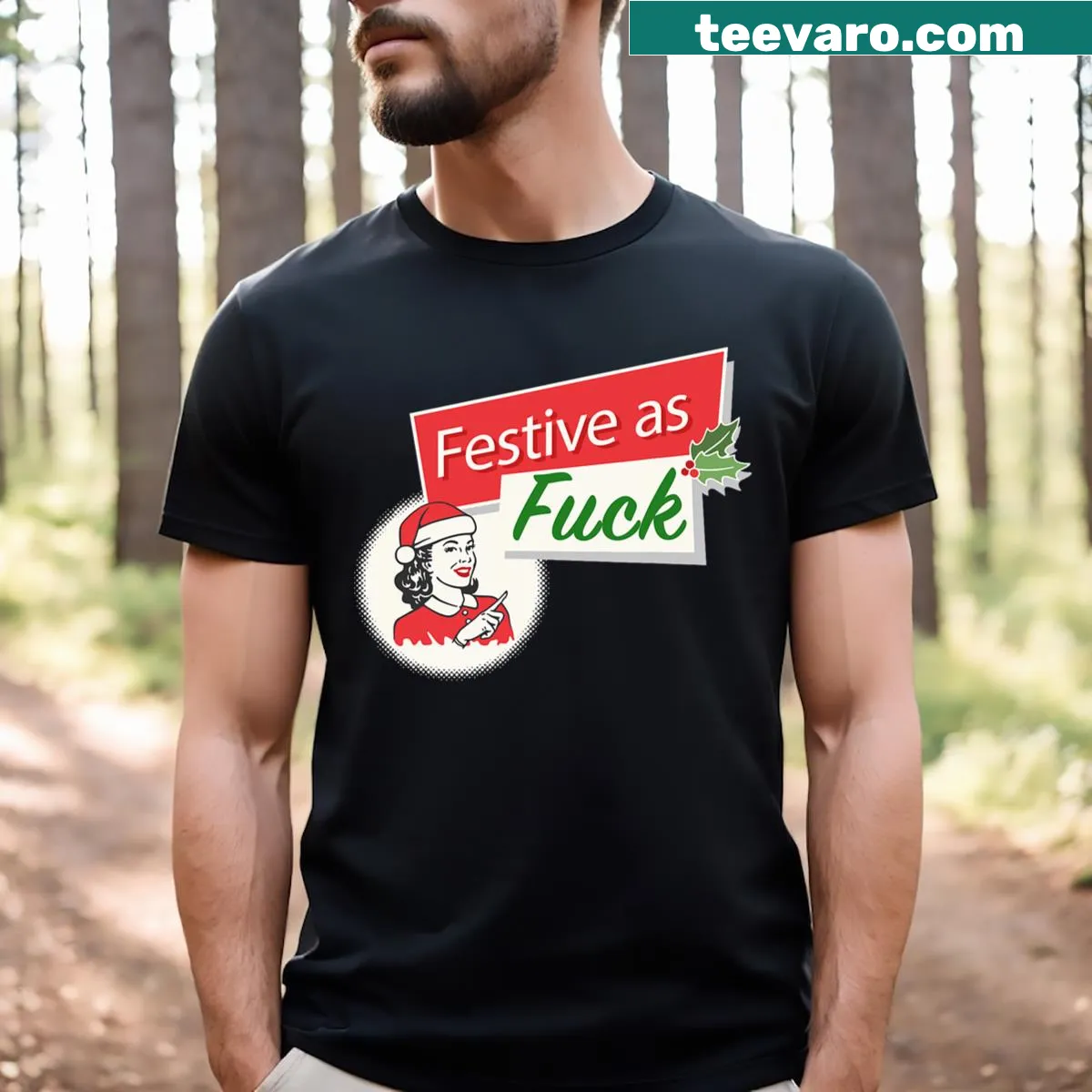 Funny Christmas T-shirt with inappropriate festive message — on a men's t-shirt